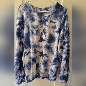 Racquet And Jog Blue and White Tie-Dye Sweatshirt Oversized L